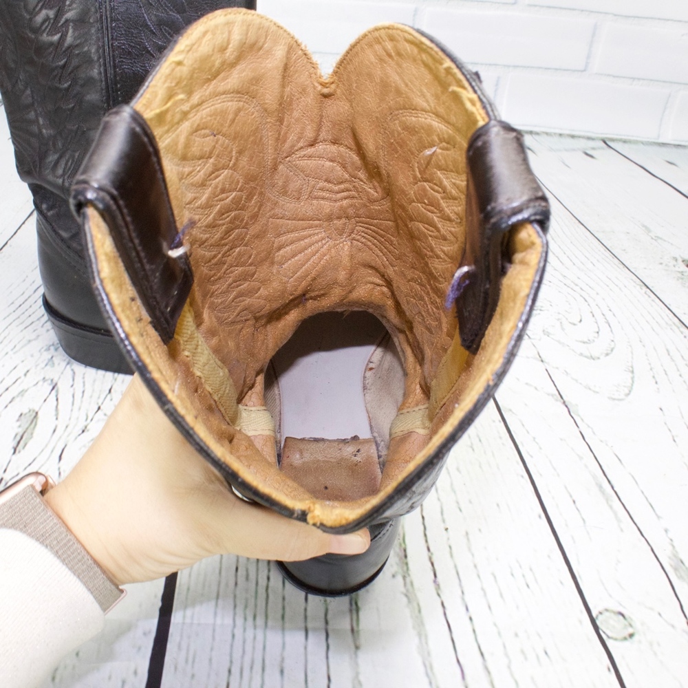 Durango Black Leather Western Moto Boots Size 8.5 - Picture 7 of 8